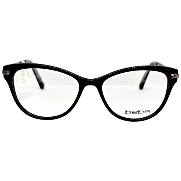 Bebe BB4181 Jet Black Eyeglass Frames 52-16-135 Women’s Cat Eye Rhinestone Glass - Picture 1 of 9